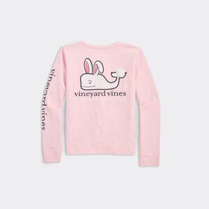 Vineyard Vines Girls' Fuzzy Easter Bunny Whale Long-Sleeve Pocket Tee